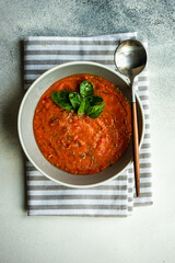 Traditional spanish tomato soup Gazpacho