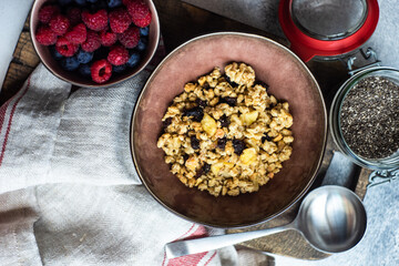 breakfast concept with cereals and berries