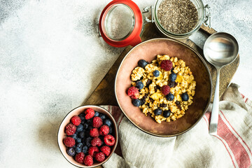 breakfast concept with cereals and berries