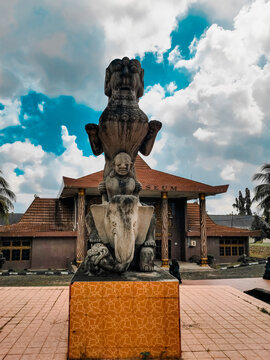 the prehistoric relics of the Srivijaya kingdom in Palembang City-Indonesia, 07/03/2020, The Statue of Nara Wahana depicts the composition of the three creatures.
