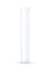 Test tube. Empty laboratory and pharmacy glassware for chemical, biological and clinical research, analysis or experiments. Isolated vector illustration on white background.
