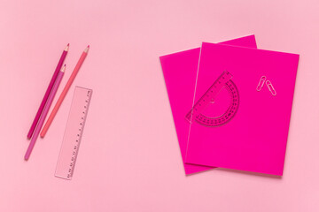 Flat lay of back to school supplies