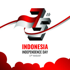 17 August 1945, Happy Indonesia Independent Day. 75 th creative logo. Vector illustration