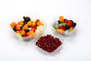 Sliced fruit mix in the box