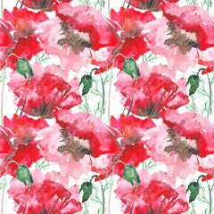 Stylized Poppy flowers illustration. watercolor - 362049760