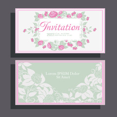 Invitation card with flowers for business dinner, birthday, party