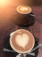 Cappuccino Or Latte Coffee With Heart Shape