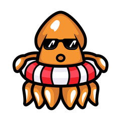 Cute squid mascot design illustration