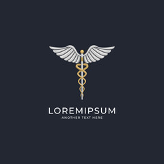 Luxury Medical Caduceus Premium Logo Design