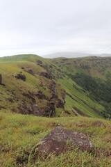 Fototapeta premium Pente du volcan Rano Kau à l'île de Pâques 