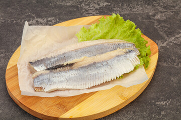Herring fillet with salad leaves