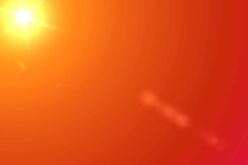 Yellow sun on red gradient sky background. Sunray concept.
