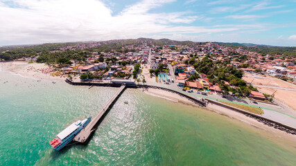 Fototapeta na wymiar Imagem Panorâmica de Mar Grande, municipio de Vera Cruz, Ilha de Itaparica, Bahia