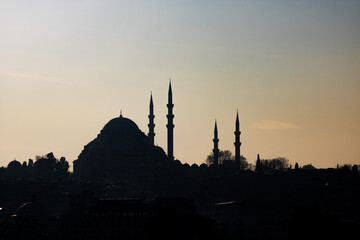 Silhouette of Suleymaniye Mosque in Istanbul