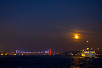 Cityscape of Istanbul at Lunar Eclipse