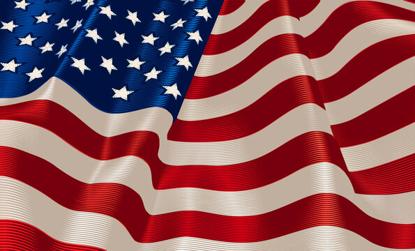 An Image of the United States Flag with Graphic Line Effects Defining the Highlights