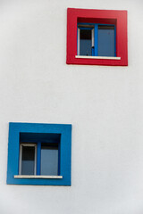 colored windows on white wall