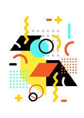 Abstract geometric design background. Art template. Dynamic geometric shapes compositions, Flat and clean style, Applicable for any graphic works.