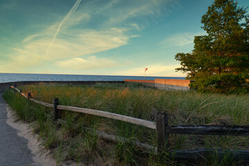 sunset on lake Huron in Sleepers state park Caseville MI