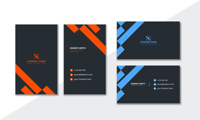 Horizontal & vertical layout Double-sided company business card template.Portrait and landscape orientation,visiting card design.Ready corporate identity,companylogo,Vector,illustration & Stationery.