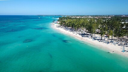 Fototapeta na wymiar Beach in Punta Cana, Dominican Republic. Paradise beach on the Caribbean Sea