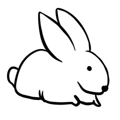 Rabbit doodle vector drawing, children coloring. Vector illustration on white background. For cards, posters, decor, t shirt design, logo.