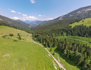 Austrian landscape with curved mountain scenery 