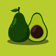 Avocado slice flat design vector illustration