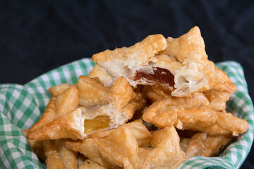 fried pastry with quince and batata typical of south america gastronomy