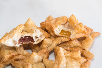 fried pastry with quince and batata typical of south america gastronomy