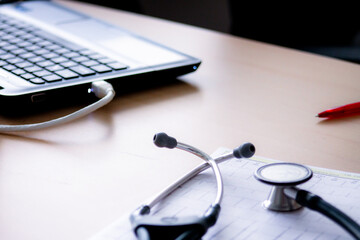 stethoscope on a laptop