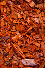 Painted decorative red and chopped sawdust and wood chips