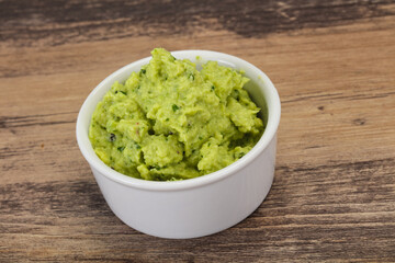 Avocado guacamole sauce with chili pepper