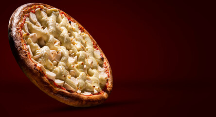 palm heart and cream cheese Pizza. Top view, close up. Traditional Brazilian Pizza