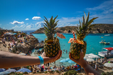 Pineapple drinks Blue Lagoon Malta - obrazy, fototapety, plakaty