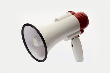 plastic sound amplifier megaphone, photo with white background
