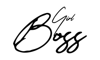 Girl Boss Handwritten Font Calligraphy Black Color Text 
on White Background