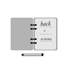 Back to school concept. Exercise Book With Pen Icon