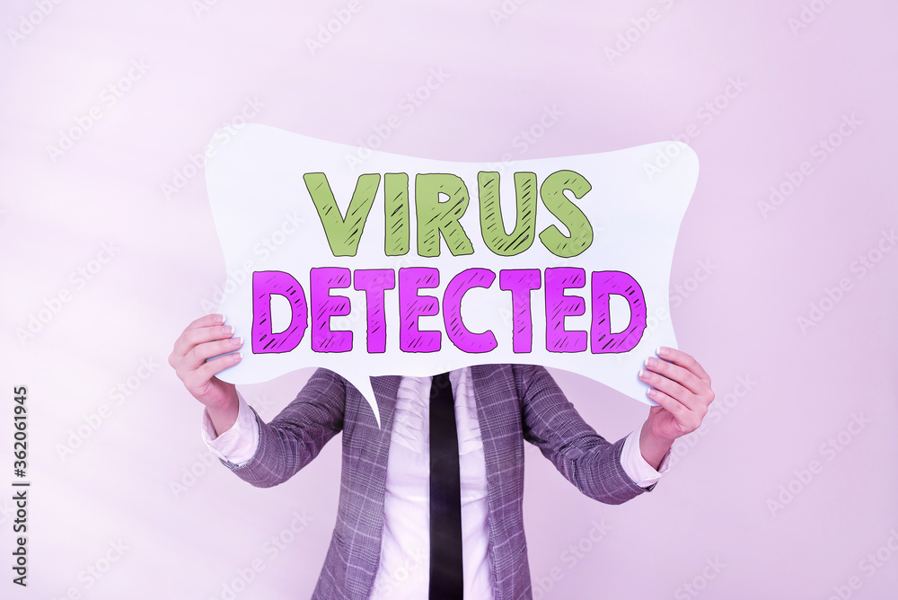 Poster handwriting text writing virus detected. conceptual photo a computer program used to prevent and rem