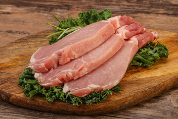 Raw pork steak for cooking