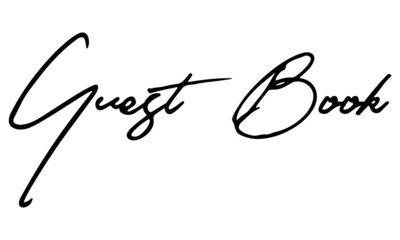 Guest Book Handwritten Font Calligraphy Black Color Text 
on White Background
