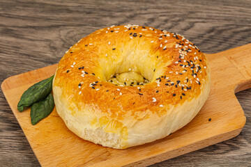 Hot tasty Uzbek flatbread for snack