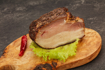 Homemade Smoked pork peat with spices