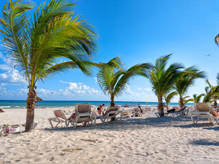 Playa Paradise also called Playa Paraiso at dawn - beautiful tropical Caribbean coast in Tulum in Quintana Roo, Riviera Maya, Mexico
