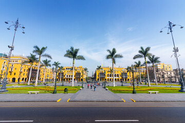 LIMA, PERU: Panoramic View of the buildings in the main square of the city