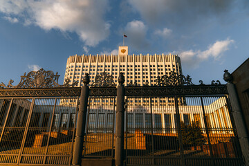 Russian government house, Russian white house at sunset