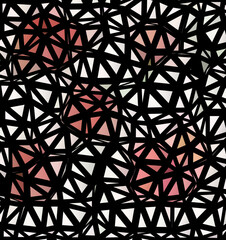 Isolated abstract pattern with middle sized black mesh and triangles tiles