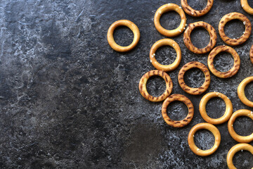 Cookies on a beautiful dark brown abstract background with space for text.