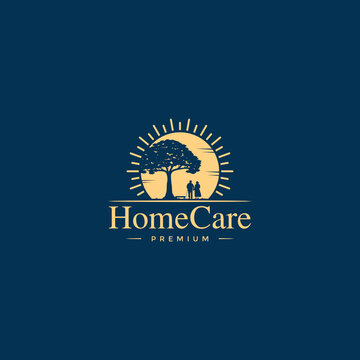 senior home care vector illustration logo concept image