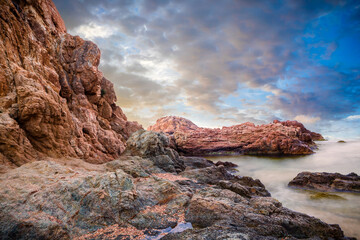 Obraz na płótnie Canvas costa brava coast line with beautiful sunset 